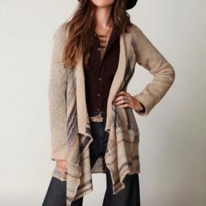 💯❤️‍🩹💰🎗️BC awareness sml Free People Lurex Waterfall Boho Open Wool Sweater
